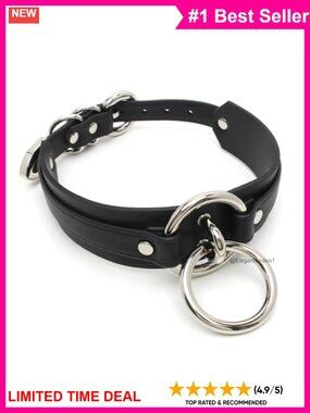 Handmade O Ring Choker Faux Leather Collar Necklace Adjustable